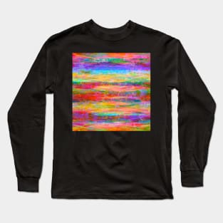 Rainbow Smash-Up | Bright Neon Pattern | Digital Design Full of Color Long Sleeve T-Shirt